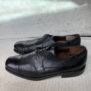 Johnston & Murphy Mens Black Leather Cap Toe Oxfords Size 12M